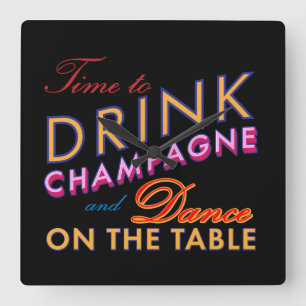 Time to Drink Champagne Wall Clock in Colour