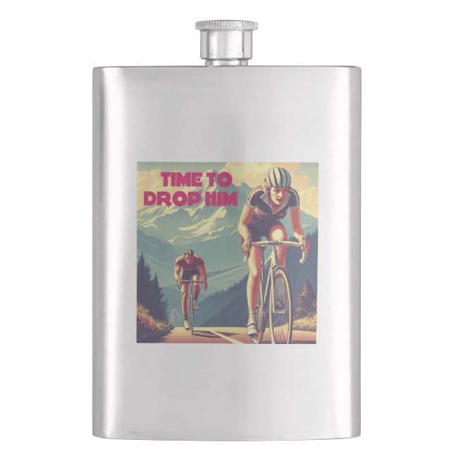 Time To Drop Him Cycling Hip Flask (Front)