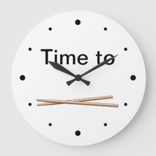 Time to Drum Black and White Drummers Wall Clock
