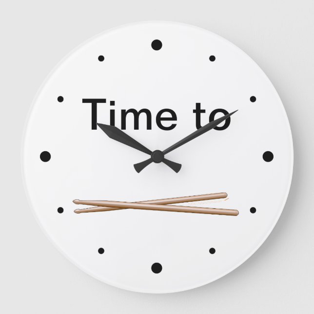 Time to Drum Black and White Drummers Wall Clock (Front)
