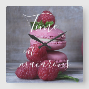 Time To Eat Macarons Square Wall Clock