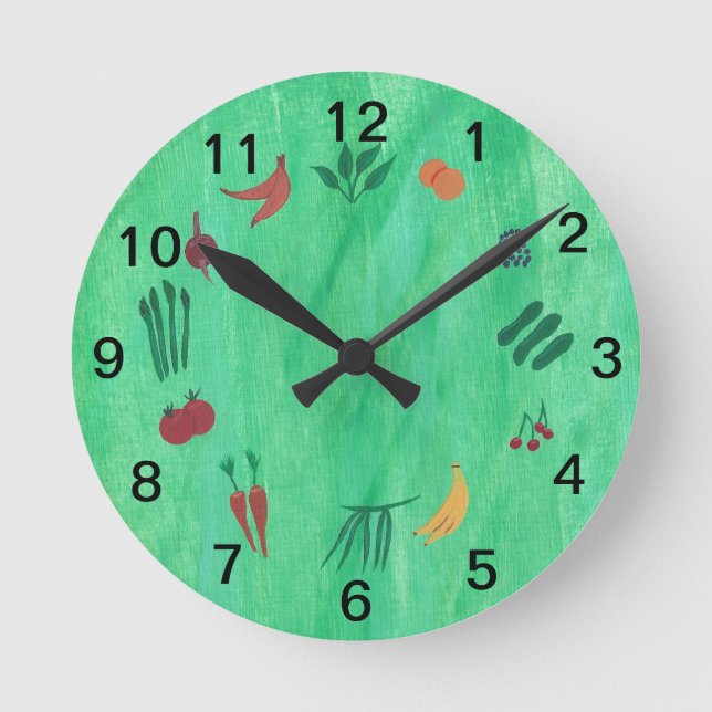 Time to Eat More Fruits and Vegetables Wall Clock (Front)
