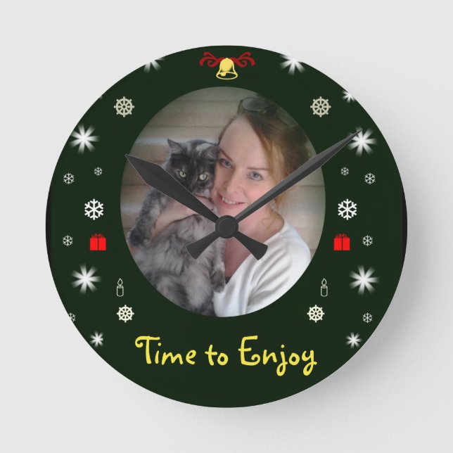 Time to Enjoy Wall Clock by RoseWrites (Front)