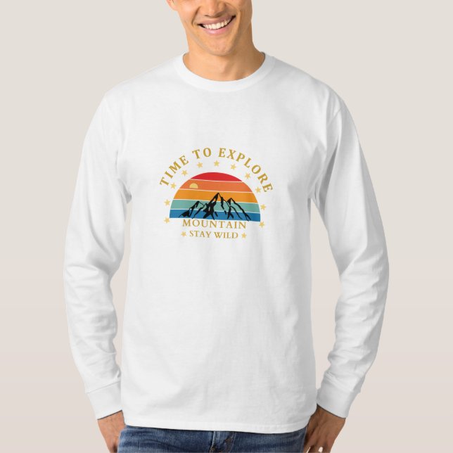 Time to Explore Mountain Shirt – Retro Hiking Tee  (Front)