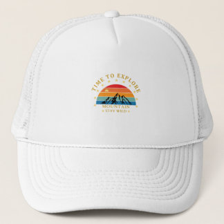 Time to Explore Mountain Shirt – Retro Hiking Tee Trucker Hat