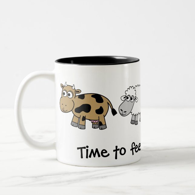 Time to feed the animals! Virtual Farmers Two-Tone Coffee Mug (Left)