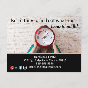 time to find out real estate marketing postcard