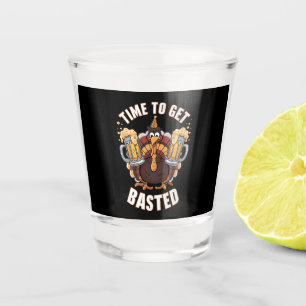 Time To Get Basted Funny Beer Thanksgiving Turkey Shot Glass