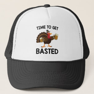 Time To Get Basted Funny Beer Turkey Thanksgiving  Trucker Hat