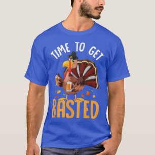 Time To Get Basted Retro Funny Beer Thanksgiving T T-Shirt