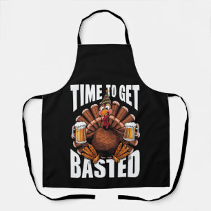 Time To Get Basted Thanksgiving Turkey Beer Apron