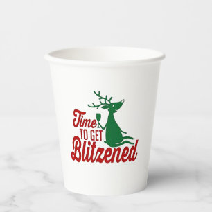 Time to Get Blitzened Christmas Reindeer Paper Cups