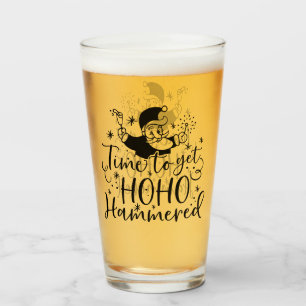 Time to Get Ho Ho Hammered   XMAS Drinking Humour Glass