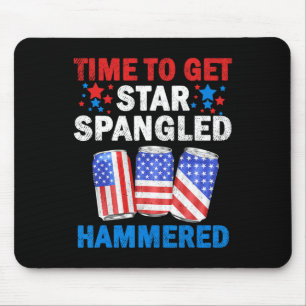 Time To Get Star Spangled Hammered Beer Usa Flag 4 Mouse Pad