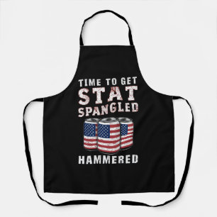 Time To Get Star Spangled Hammered Beer USA Flag Apron