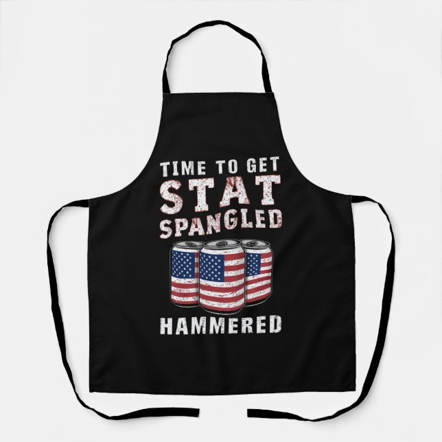 Time To Get Star Spangled Hammered Beer USA Flag Apron (Front)