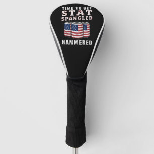 Time To Get Star Spangled Hammered Beer USA Flag Golf Head Cover