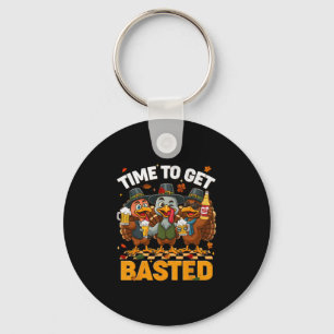 Time To Get Sted Funny Turkey Drink Fall Thanksgiv Key Ring