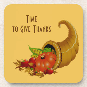 Time to Give Thanks Cornucopia Coaster