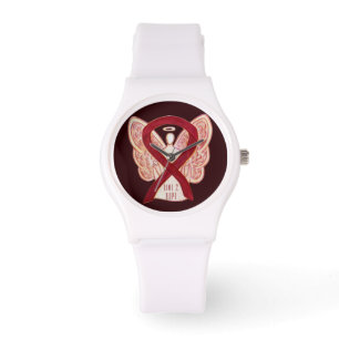 Time to Hope Burgundy Awareness Ribbon Watches