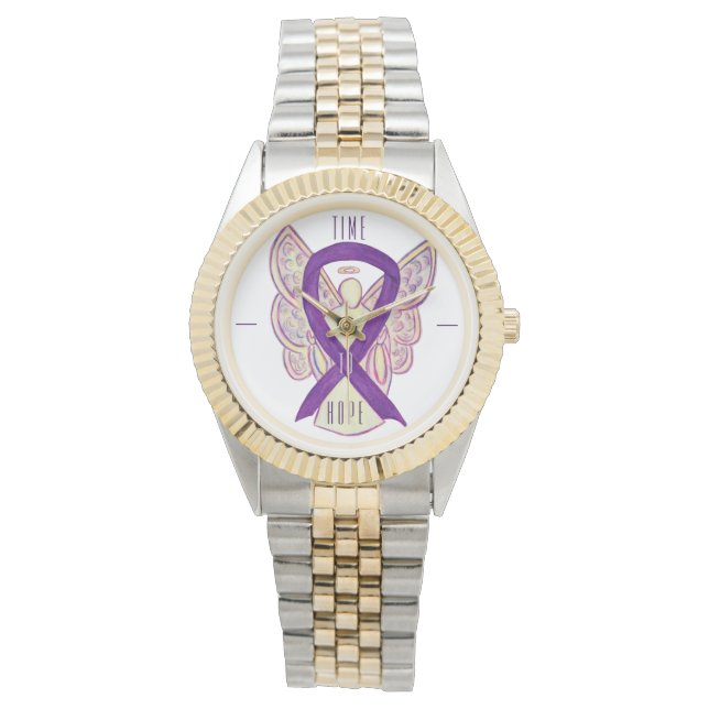 Time to Hope Purple Awareness Ribbon Angel Watch (Front)