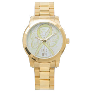 Time to Hope Yellow Awareness Ribbon Angel Watch