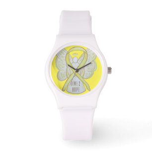 Time to Hope Yellow Awareness Ribbon Angel Watches