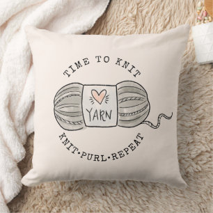 Time to Knit Blush Pink Cushion