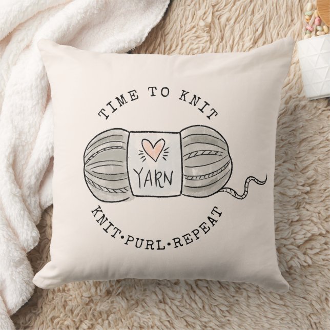 Time to Knit Blush Pink Cushion (Blanket)