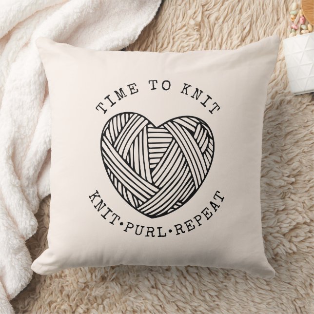 Time to Knit Blush Pink Cushion (Blanket)