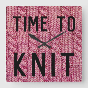 Time to Knit Funny Square Wall Clock