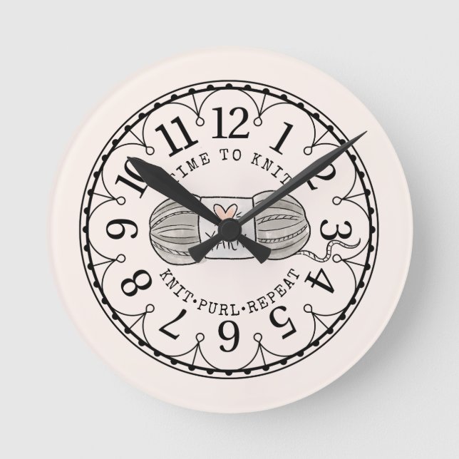 Time to Knit Yarn Clock Face  (Front)