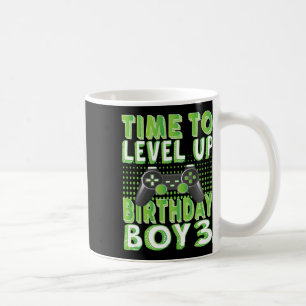 Time To Level Up Birthday Boy 3 Years Old Video Ga Coffee Mug
