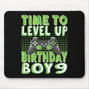 Time To Level Up Birthday Boy 9 Years Old Video Ga Mouse Pad