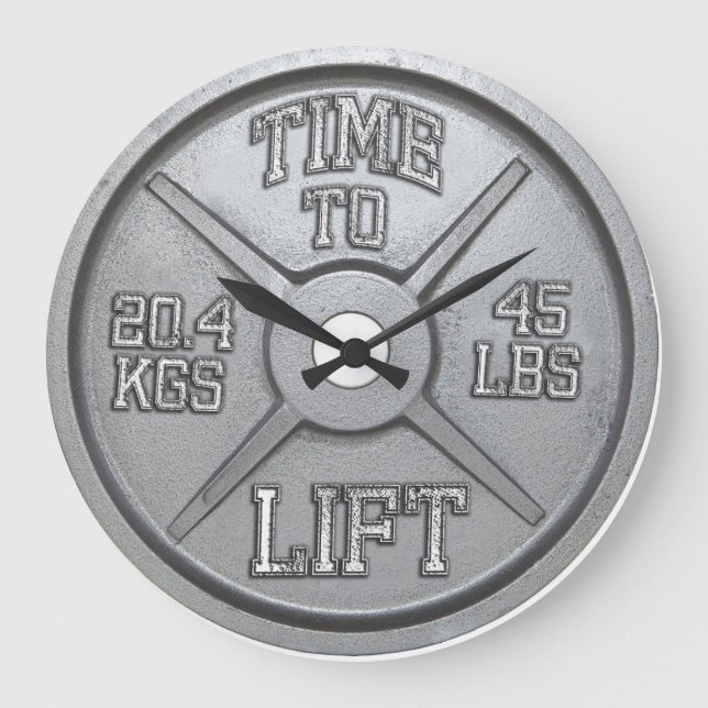 Time To Lift - Barbell Plate Wall Clock (Front)