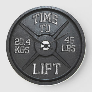Time To Lift - Barbell Plate Wall Clock