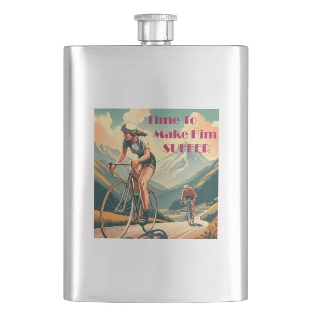 Time To Make Him Suffer Cycling Hip Flask (Front)