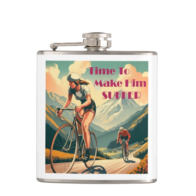 Time To Make Him Suffer Cycling Hip Flask (Front)
