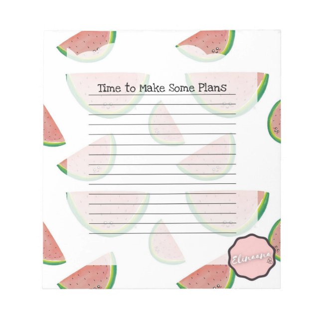 Time to Make Some Plans, Customisable Watermelon Notepad (Front)