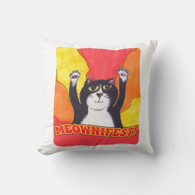 Time To Meownifest Epic Cat Illustration Cushion (Front)