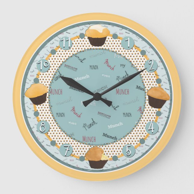 Time to Munch my Muffin (Clock) Large Clock (Front)