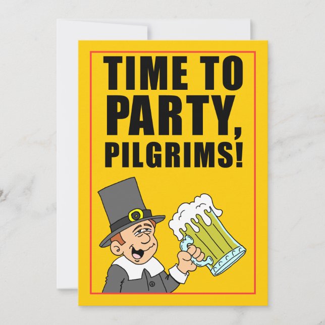 Time To Party Pilgrims Friendsgiving Invitation (Front)