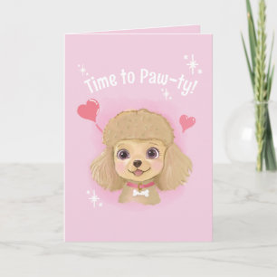 Time to Paw-ty! Hand-Drawn Poodle Birthday Card