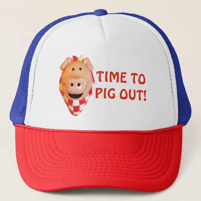 Time To Pig Out Picnic Hog Trucker Hat (Front)