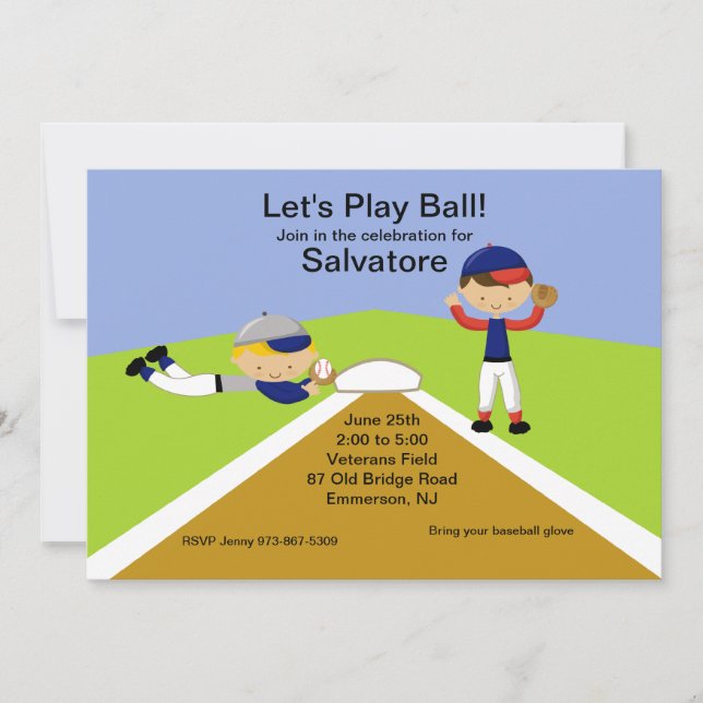 Time To Play Ball! Baseball Birthday Invitation (Front)