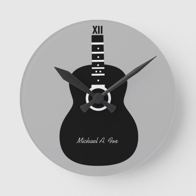 time to play guitar round clock (Front)