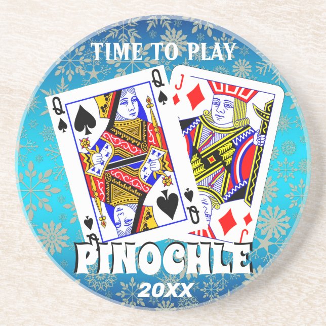 Time to Play Pinochle  Beverage Coaster (Front)