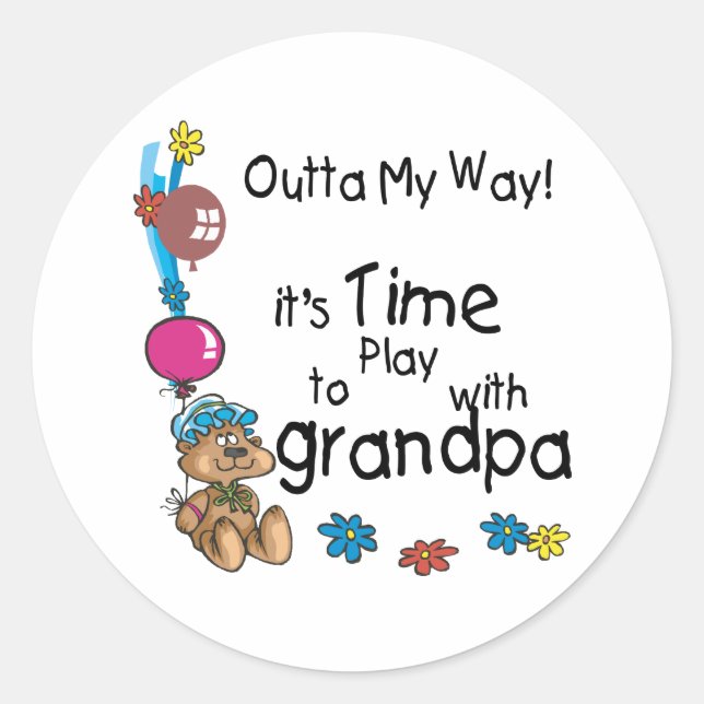 Time to Play with Grandpa Classic Round Sticker (Front)