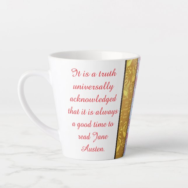 Time to read Jane Austen(red script) Latte Mug (Left)