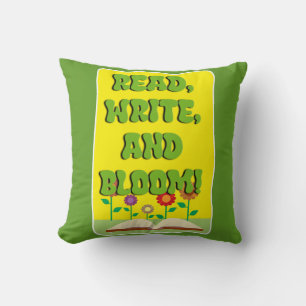 Time To Read Write Bloom Cool Bookworm Cushion